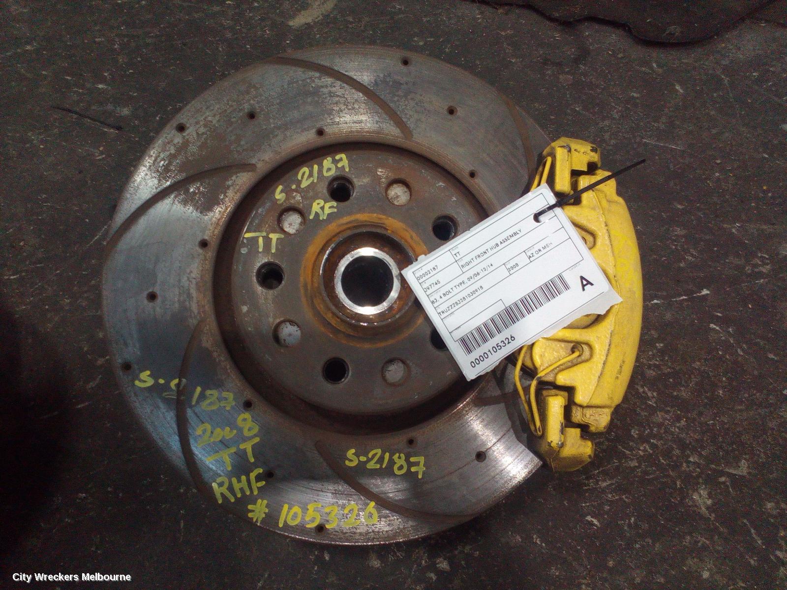 AUDI TT RIGHT FRONT HUB ASSEMBLY, 8J, 4 BOLT TYPE, 09/2006 - 12/2014 - Image 2