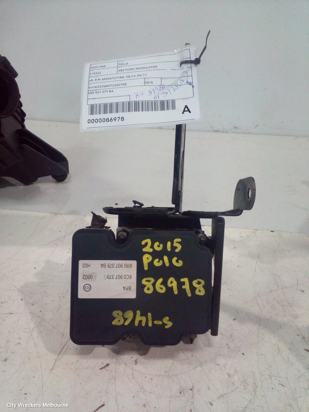 VOLKSWAGEN POLO ABS PUMP/MODULATOR, 6R, P/N 6R0907379BA, 05/2014 - 09/2017 - Image 1