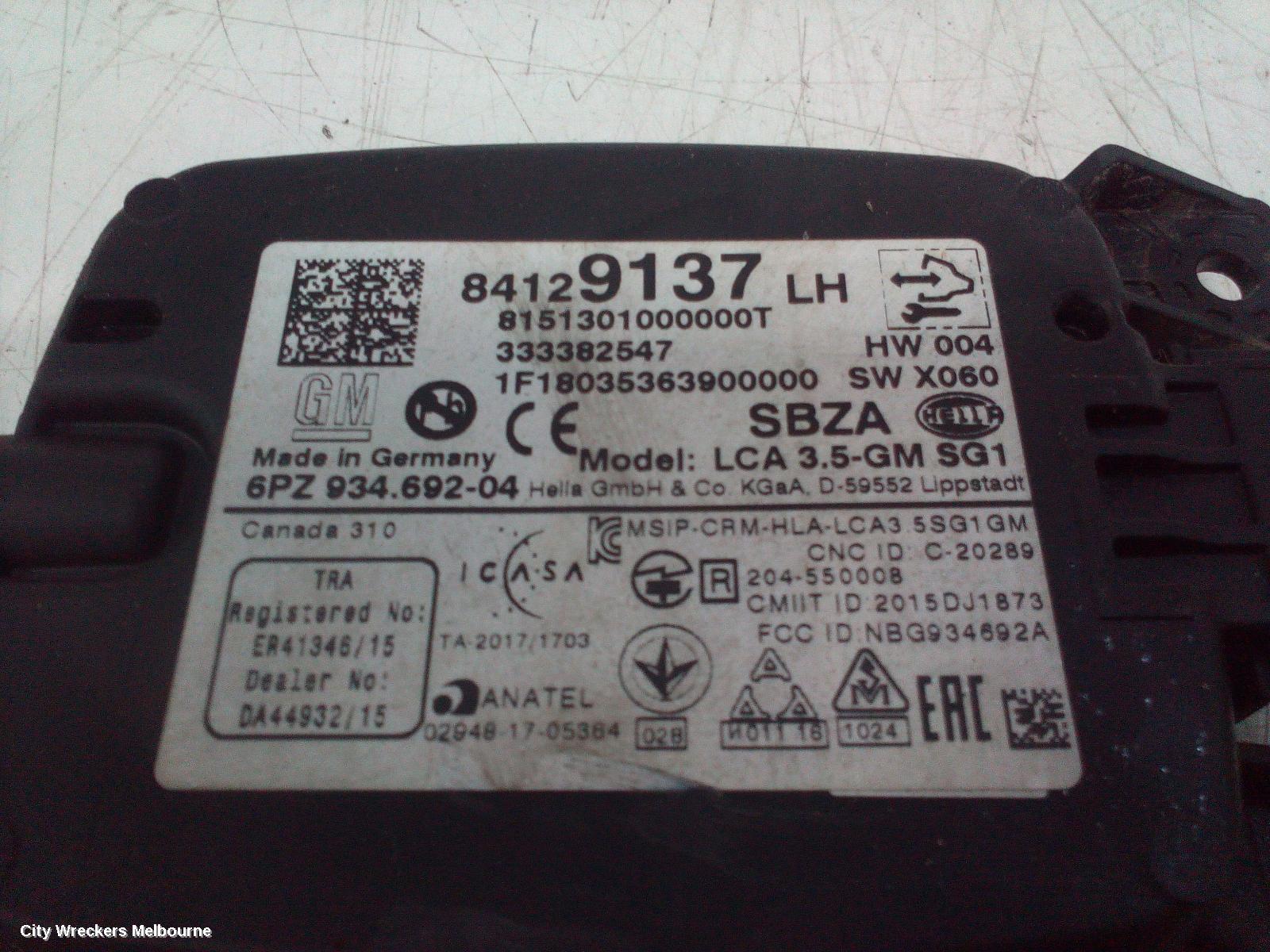 HOLDEN EQUINOX, EQ, 09/2017 - 12/2020, 84129137 BLIND SPOT MONITOR RADAR MODULE 84129137: 116032 - Image 3
