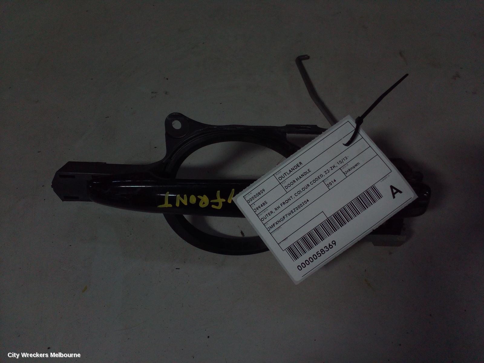 MITSUBISHI OUTLANDER DOOR HANDLE, OUTER, RH FRONT, COLOUR CODED, ZJ-ZL, 10/2012 - 07/2021 - Image 1