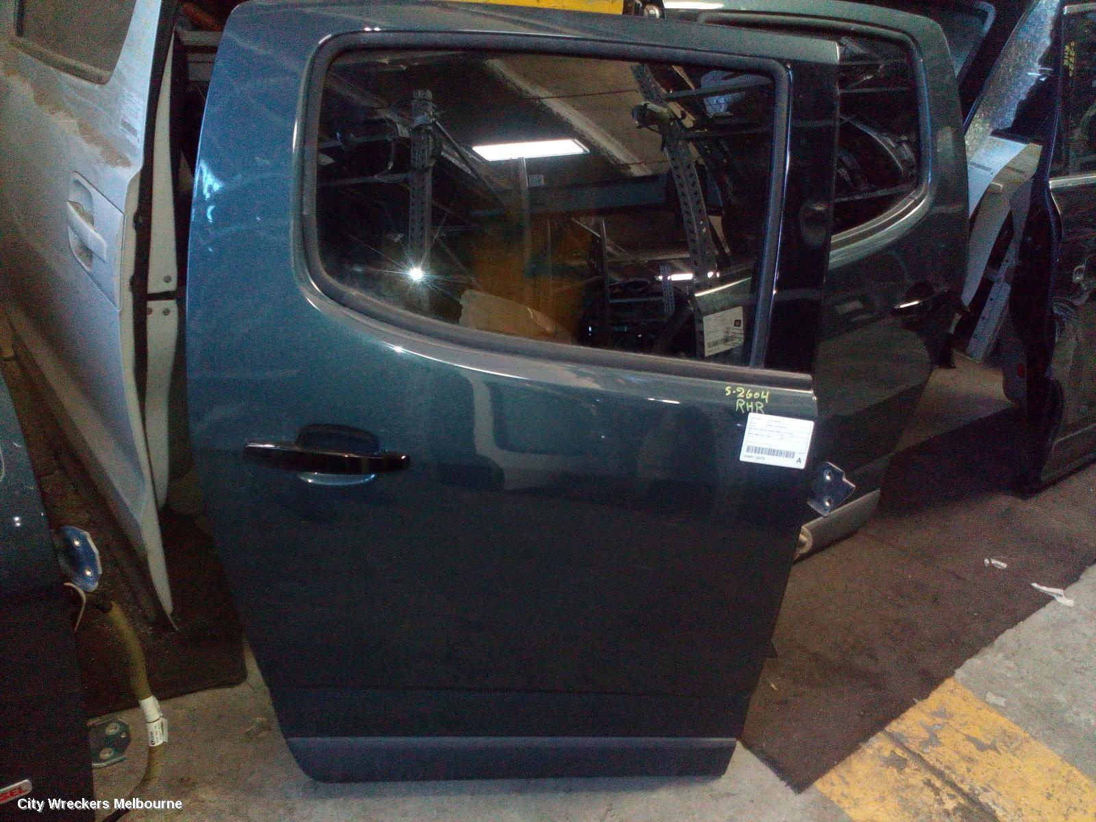 HOLDEN COLORADO RIGHT REAR DOOR, RG, DUAL CAB, W/ MOULD TYPE, 01/2012 - 12/2020 - Image 2