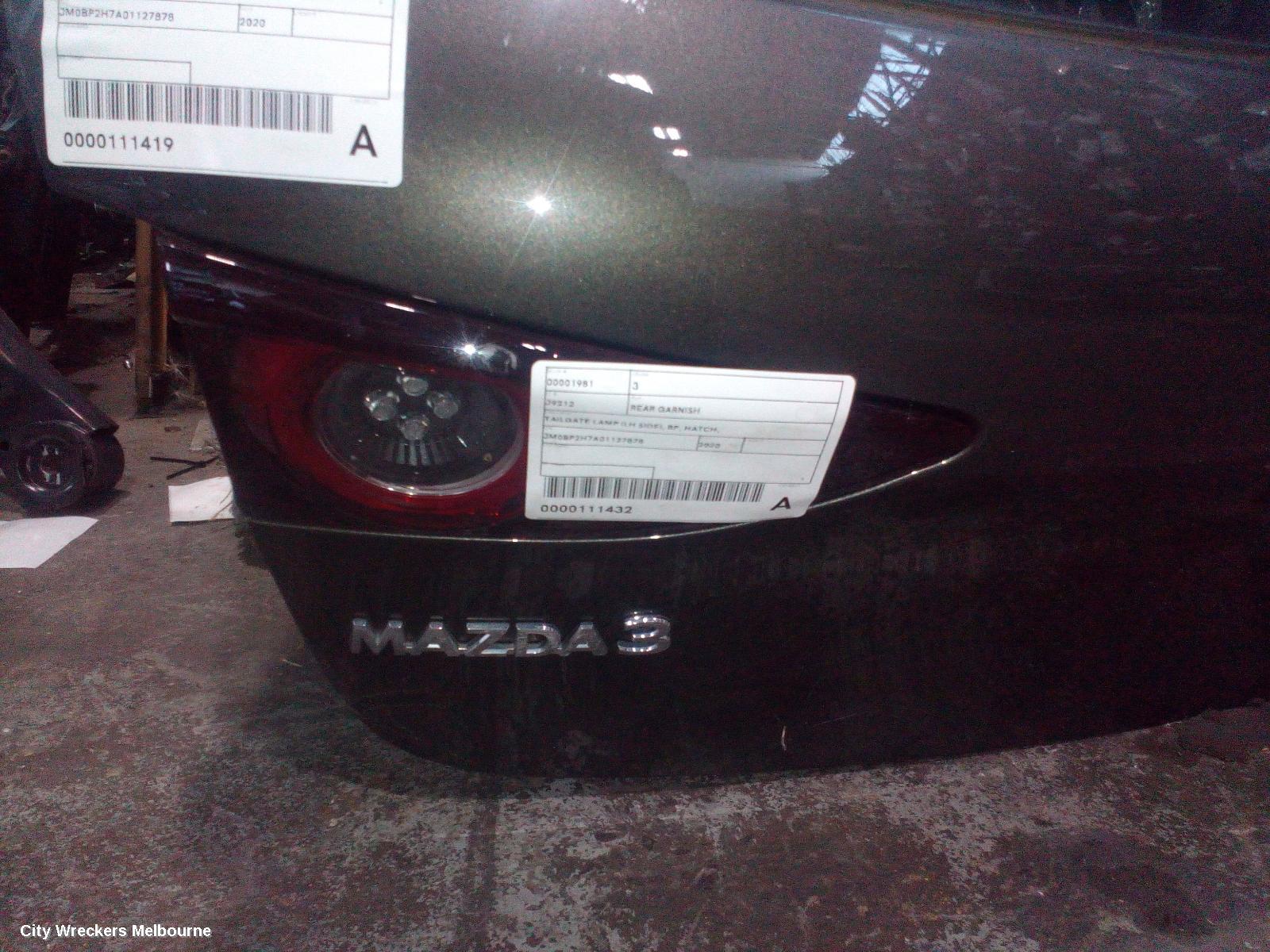 MAZDA 3 REAR GARNISH, TAILGATE LAMP (LH SIDE), BP, HATCH, PURE/EVOLVE/TOURING/GT, 03/2019 - 09/2021 - Image 1