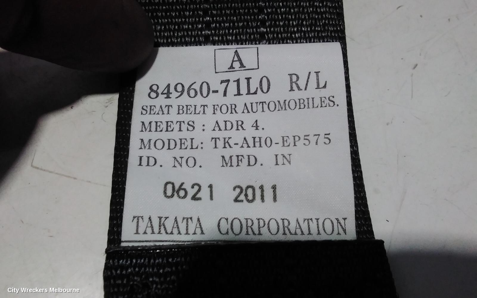 SUZUKI SWIFT SEATBELT/STALK, LH REAR, SEAT BELT ONLY, FZ, 08/2010 - 03/2017 - Image 3