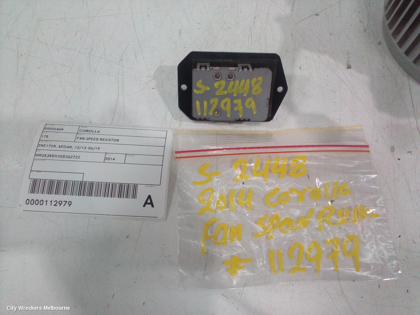 TOYOTA COROLLA FAN SPEED RESISTOR, ZRE172R, SEDAN, 12/2013 - 06/2019 - Image 2