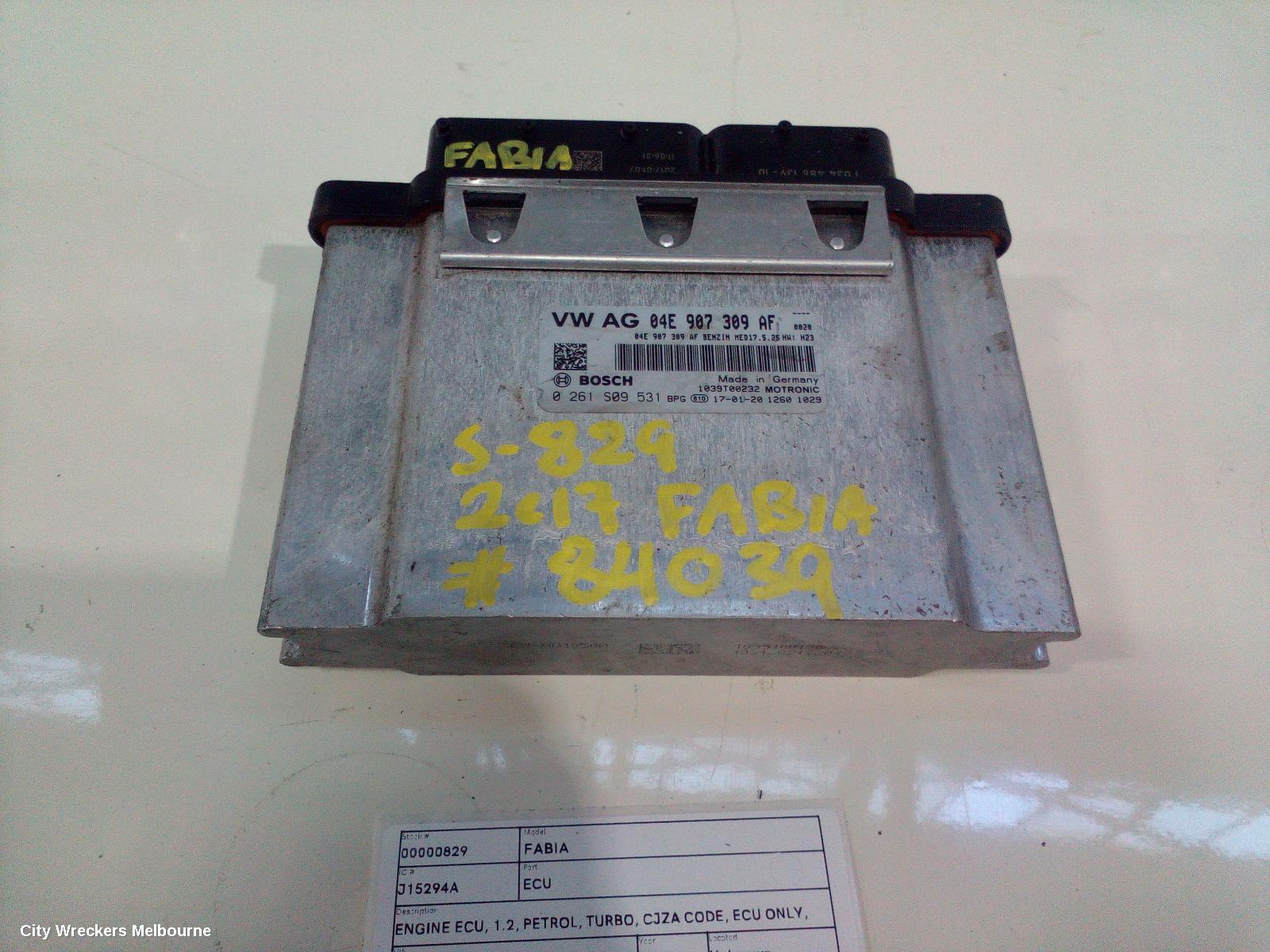 SKODA FABIA ECU, ENGINE ECU, 1.2, PETROL, TURBO, CJZA CODE, ECU ONLY, NJ, 01/2015 ONWARDS - Image 2
