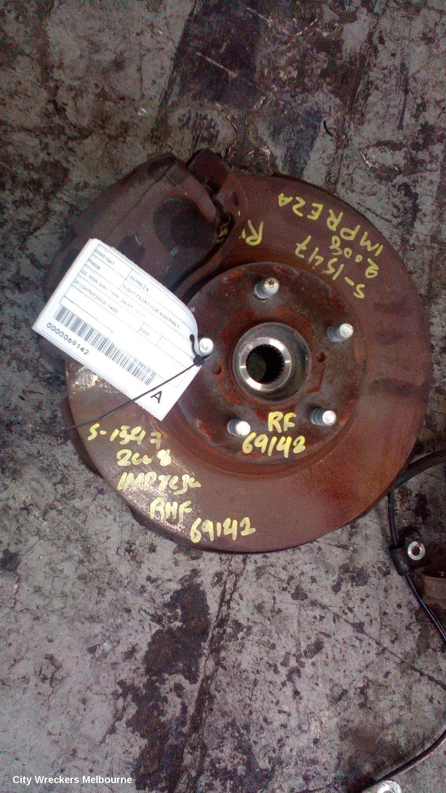 SUBARU IMPREZA RIGHT FRONT HUB ASSEMBLY, G3, NON WRX TYPE, 04/2007 - 11/2011 - Image 1