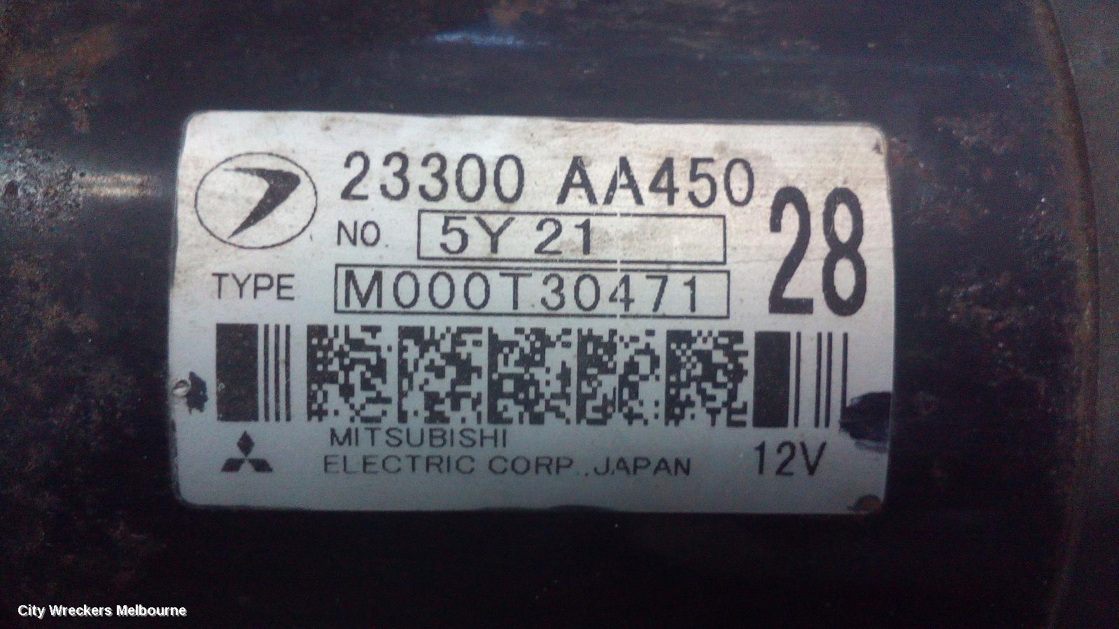 SUBARU FORESTER STARTER, PETROL, EJ20/EJ25, NON TURBO, MANUAL, 5 SPEED, 08/1997 - 12/2012 - Image 1