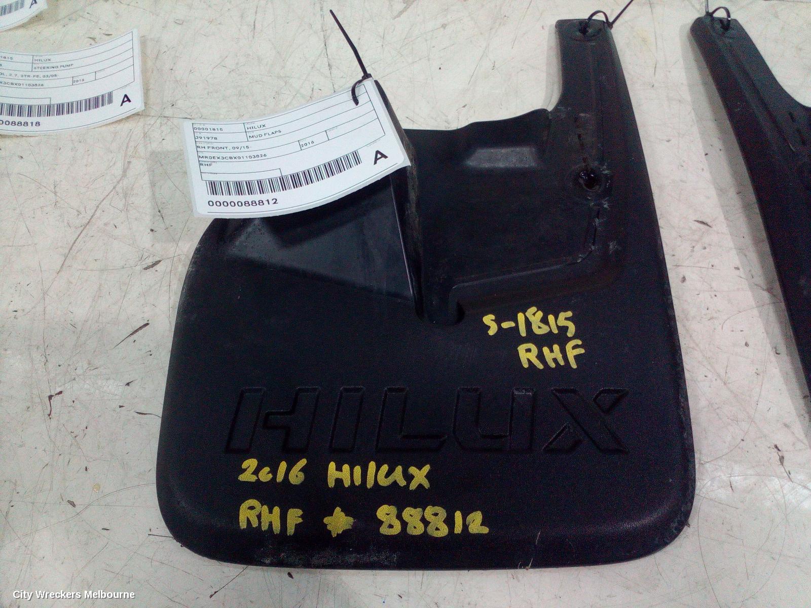 TOYOTA HILUX MUD FLAPS, RH FRONT, 09/2015 ONWARDS - Image 2