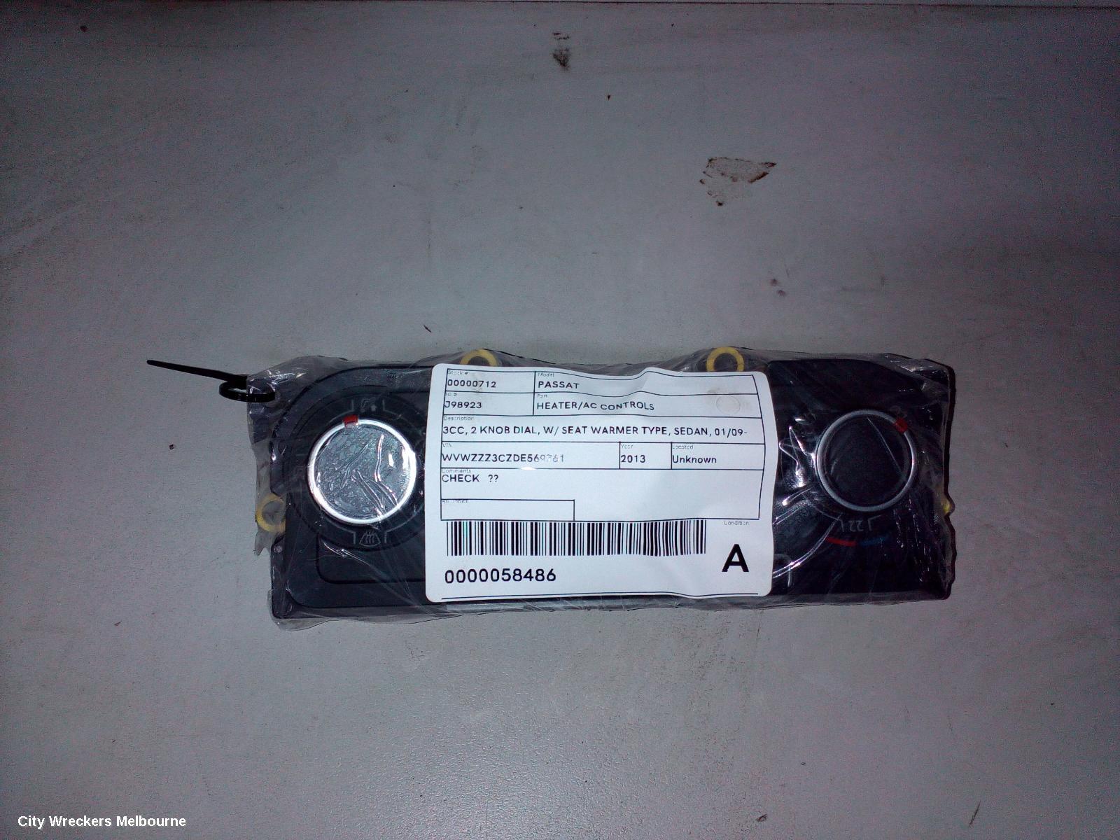 VOLKSWAGEN PASSAT HEATER/AC CONTROLS, 3CC, 2 KNOB DIAL, W/ SEAT WARMER TYPE, SEDAN, 01/2009 - 12/2016 - Image 3