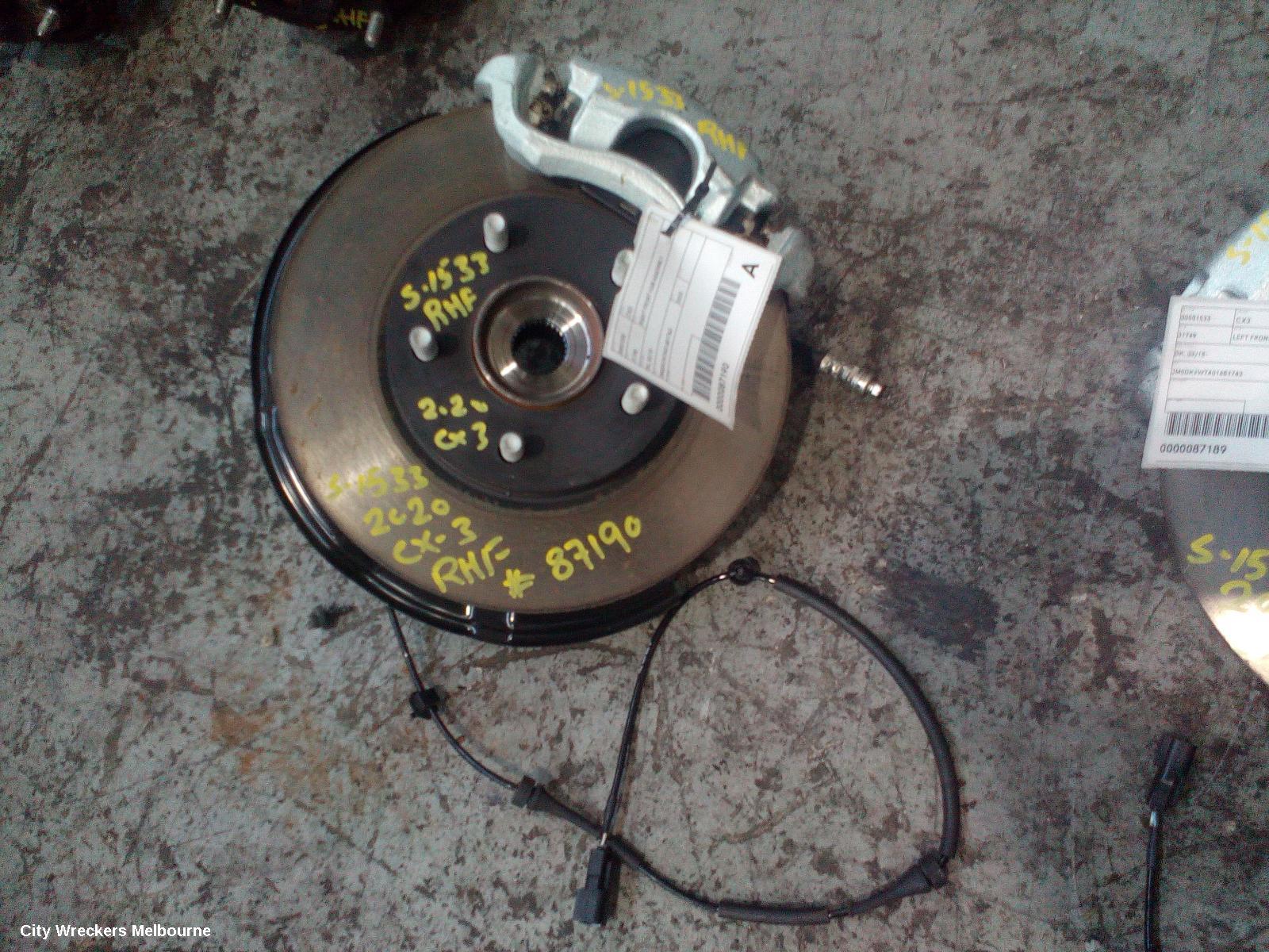 MAZDA CX3 RIGHT FRONT HUB ASSEMBLY, DK, 03/2015 ONWARDS - Image 2