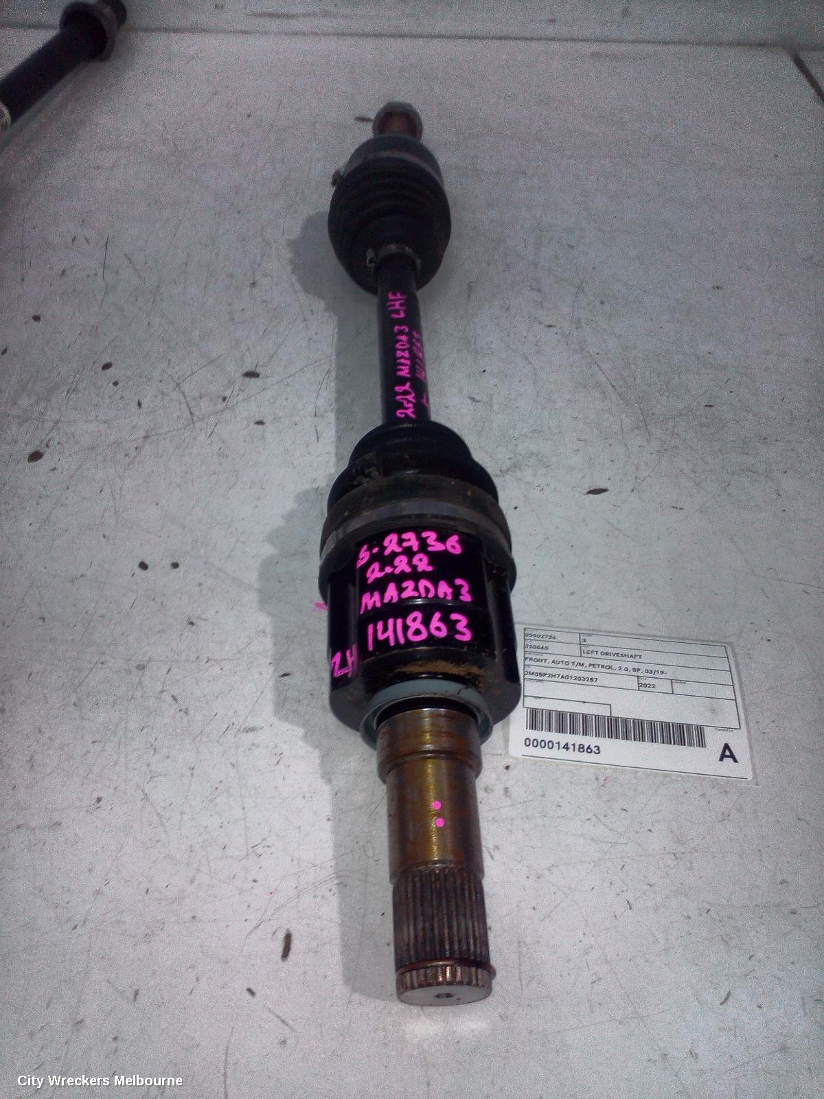MAZDA 3 LEFT DRIVESHAFT, FRONT, AUTO T/M, PETROL, 2.0, BP, 03/2019 ONWARDS - Image 1