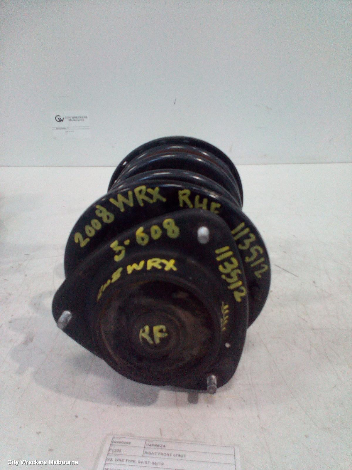 SUBARU IMPREZA RIGHT FRONT STRUT, G3, WRX TYPE, 04/2007 - 06/2010 - Image 1