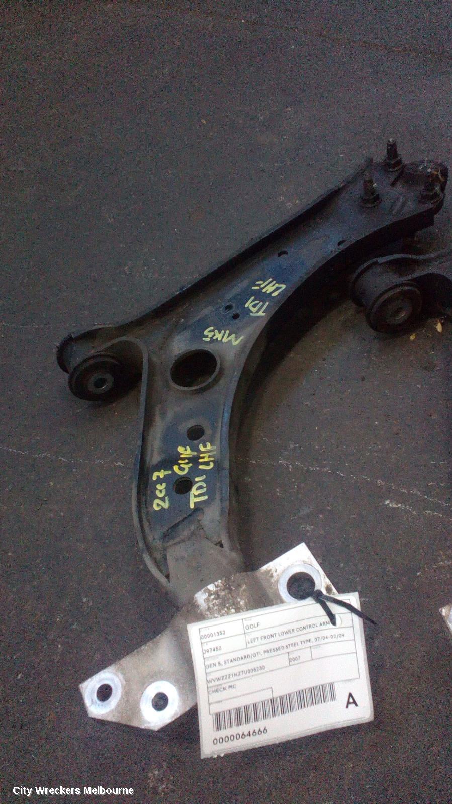 VOLKSWAGEN GOLF LEFT FRONT LOWER CONTROL ARM, GEN 5, STANDARD/GTI, PRESSED STEEL TYPE, 07/2004 - 02/2009 - Image 1