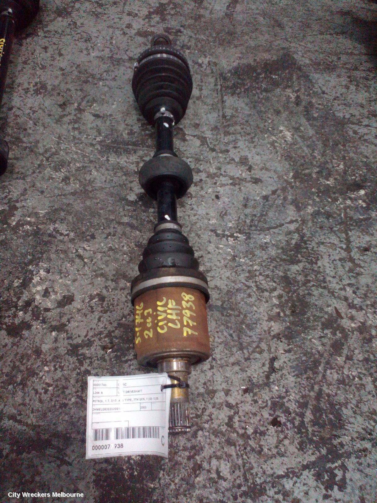 HONDA CIVIC LEFT DRIVESHAFT, PETROL, 1.7, D17, ABS TYPE, 7TH GEN, 11/2000 - 12/2005 - Image 1