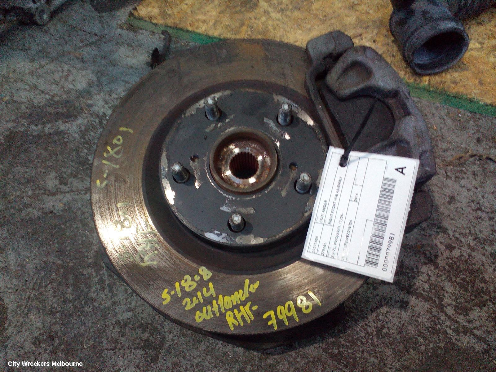 MITSUBISHI OUTLANDER RIGHT FRONT HUB ASSEMBLY, ZG-ZL, FWD/AWD, 11/2006 ONWARDS - Image 1