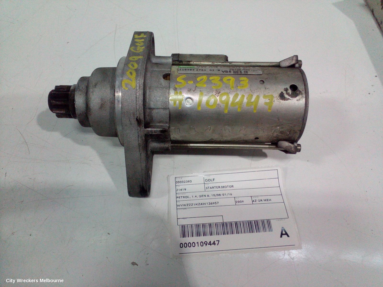 VOLKSWAGEN GOLF STARTER, PETROL, 1.4, GEN 6, 10/2008 - 01/2016 - Image 1