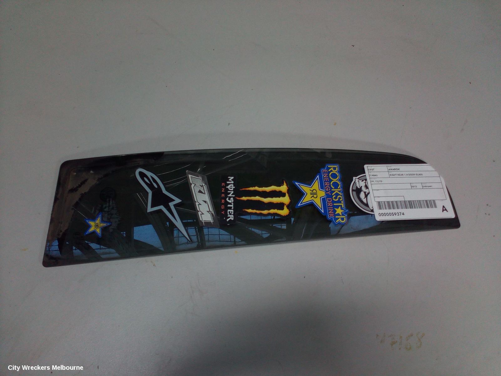 VOLKSWAGEN AMAROK RIGHT REAR 1/4 DOOR GLASS, 2H, 12/2010 ONWARDS - Image 1