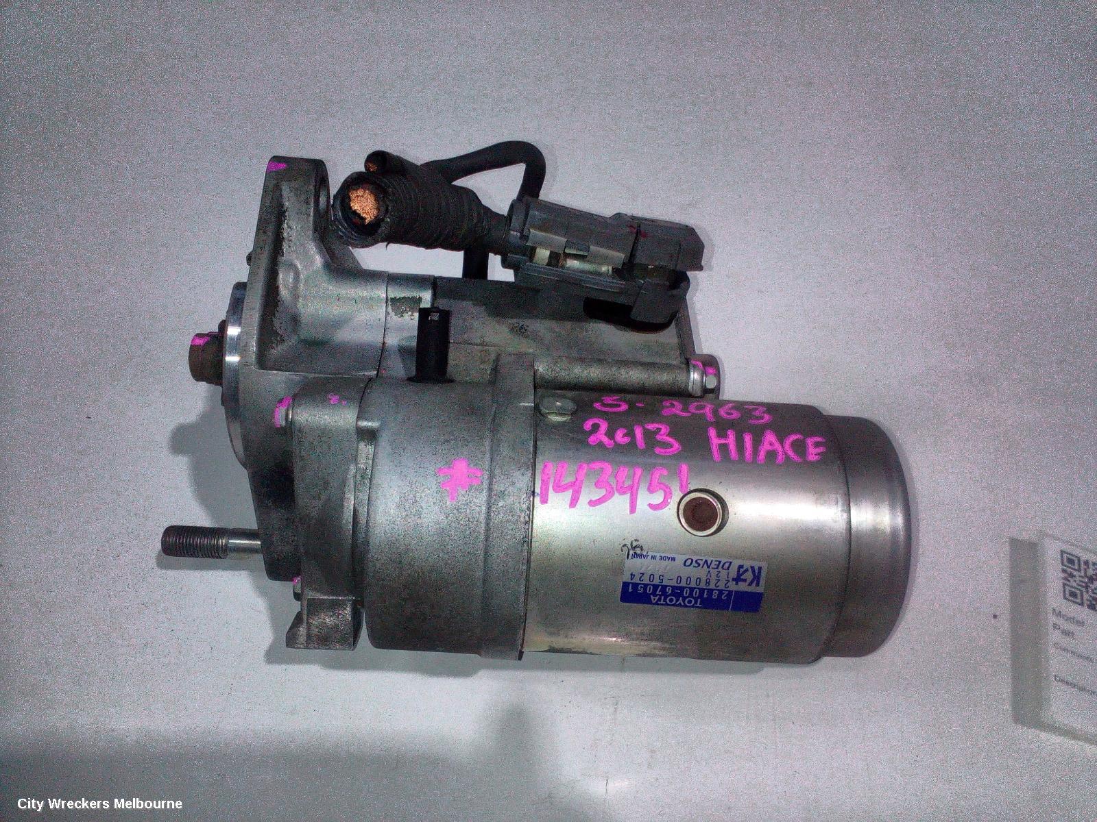 TOYOTA HIACE STARTER, DIESEL, 3.0, 1KD-FTV, TURBO, AUTO T/M TYPE, KDH, 09/2006 - 04/2019 - Image 1