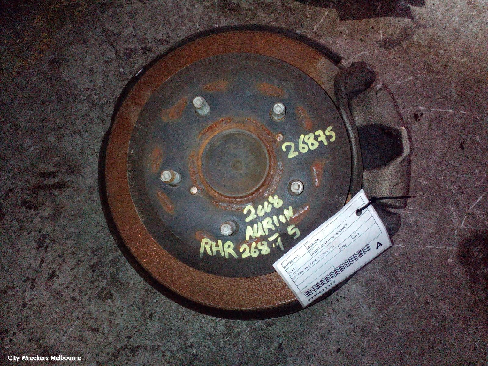 TOYOTA AURION RIGHT REAR HUB ASSEMBLY, GSV40R, ABS TYPE, 10/2006 - 03/2012 - Image 1