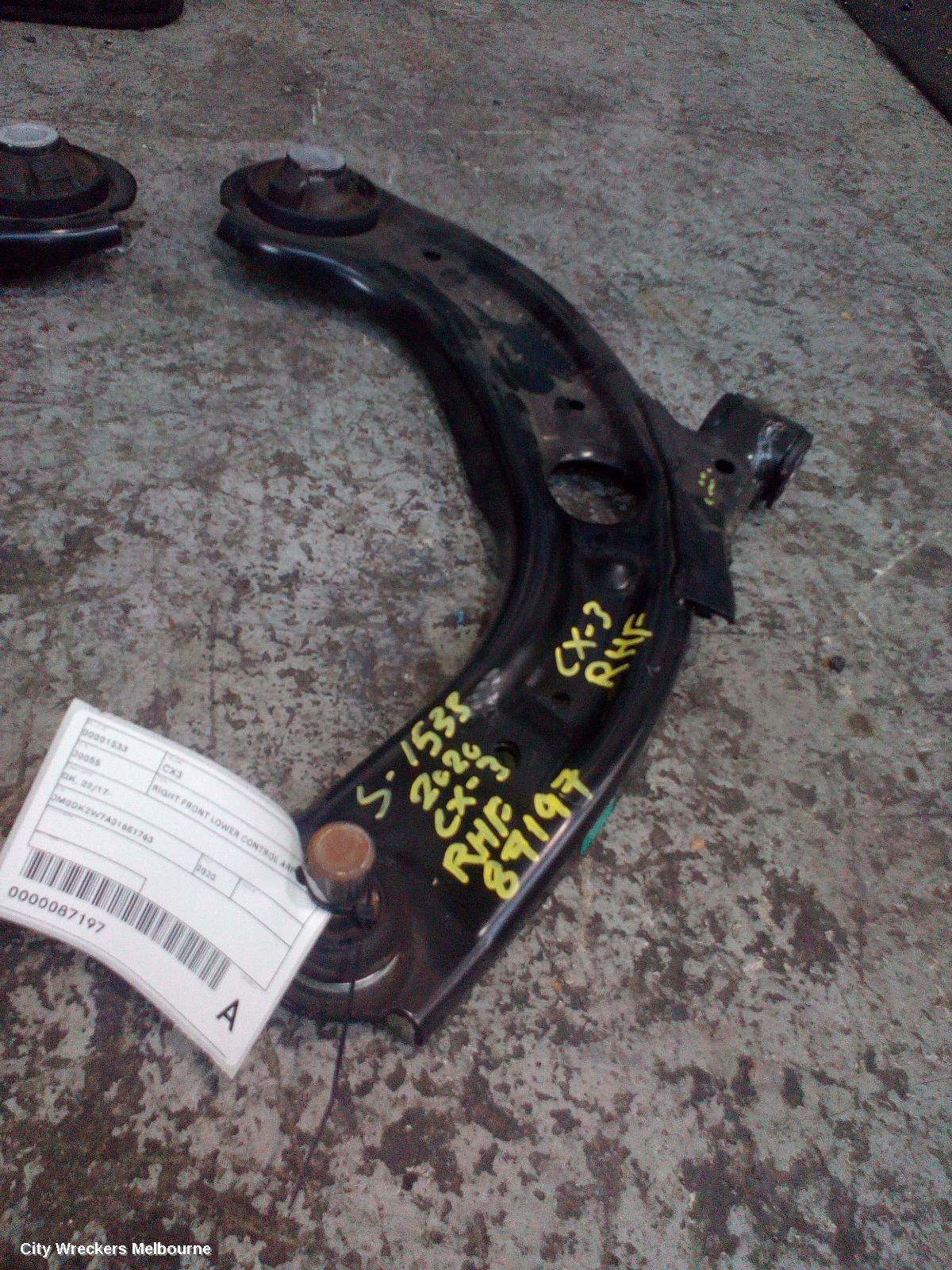 MAZDA CX3 RIGHT FRONT LOWER CONTROL ARM, DK, 02/2017 ONWARDS - Image 1