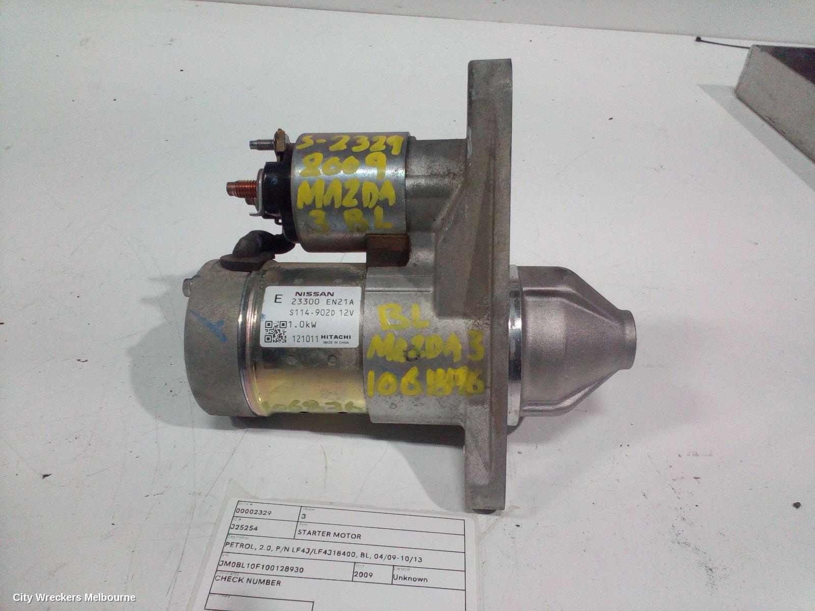 MAZDA 3 STARTER, PETROL, 2.0, P/N LF8J/M000T33271, BL, 04/2009 - 10/2013 - Image 2