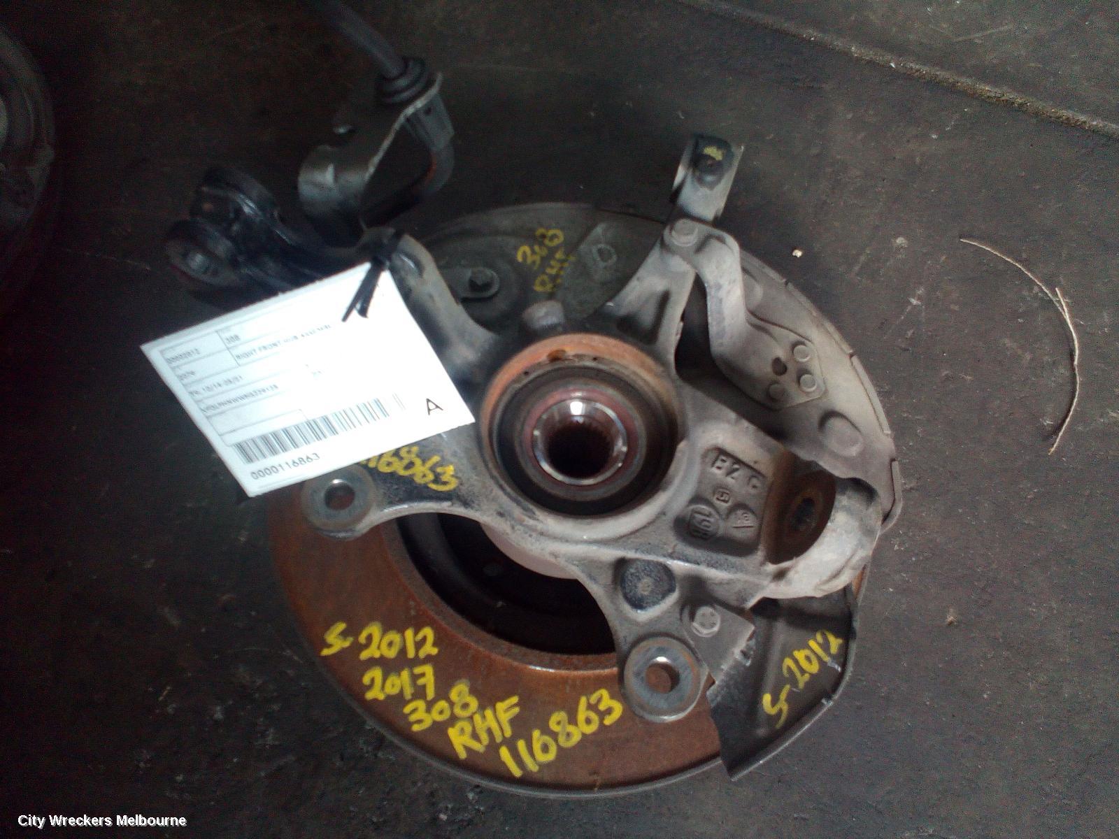 PEUGEOT 308 RIGHT FRONT HUB ASSEMBLY, T9, 10/2014 - 05/2021 - Image 3