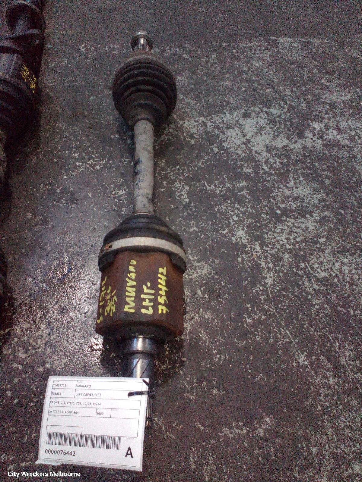 NISSAN MURANO LEFT DRIVESHAFT, FRONT, 3.5, VQ35, Z51, 12/2008 - 12/2014 - Image 1