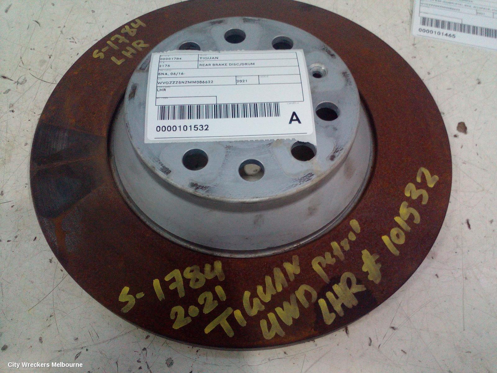 VOLKSWAGEN TIGUAN REAR BRAKE DISC/DRUM, 5NA, 06/2016 - 02/2024 - Image 1