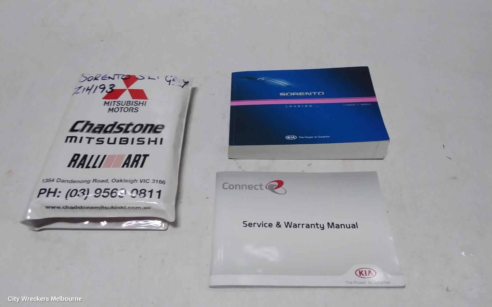 KIA SORENTO OWNERS HANDBOOK, PETROL, XM, 10/2009 - 09/2012 - Image 2