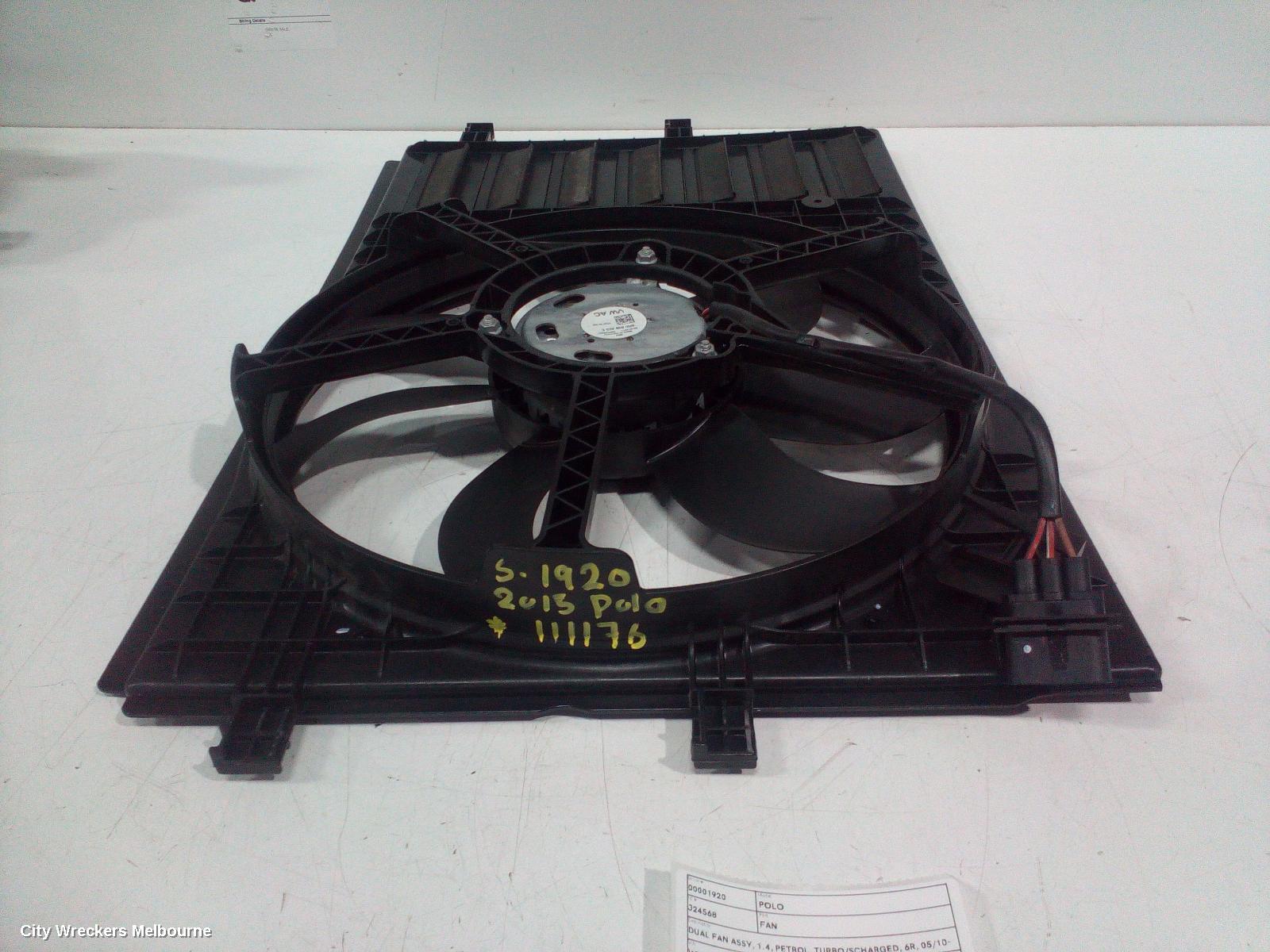 VOLKSWAGEN POLO FAN, DUAL FAN ASSY, 1.4, PETROL, TURBO/SCHARGED, 6R, 05/2010 - 05/2014 - Image 1