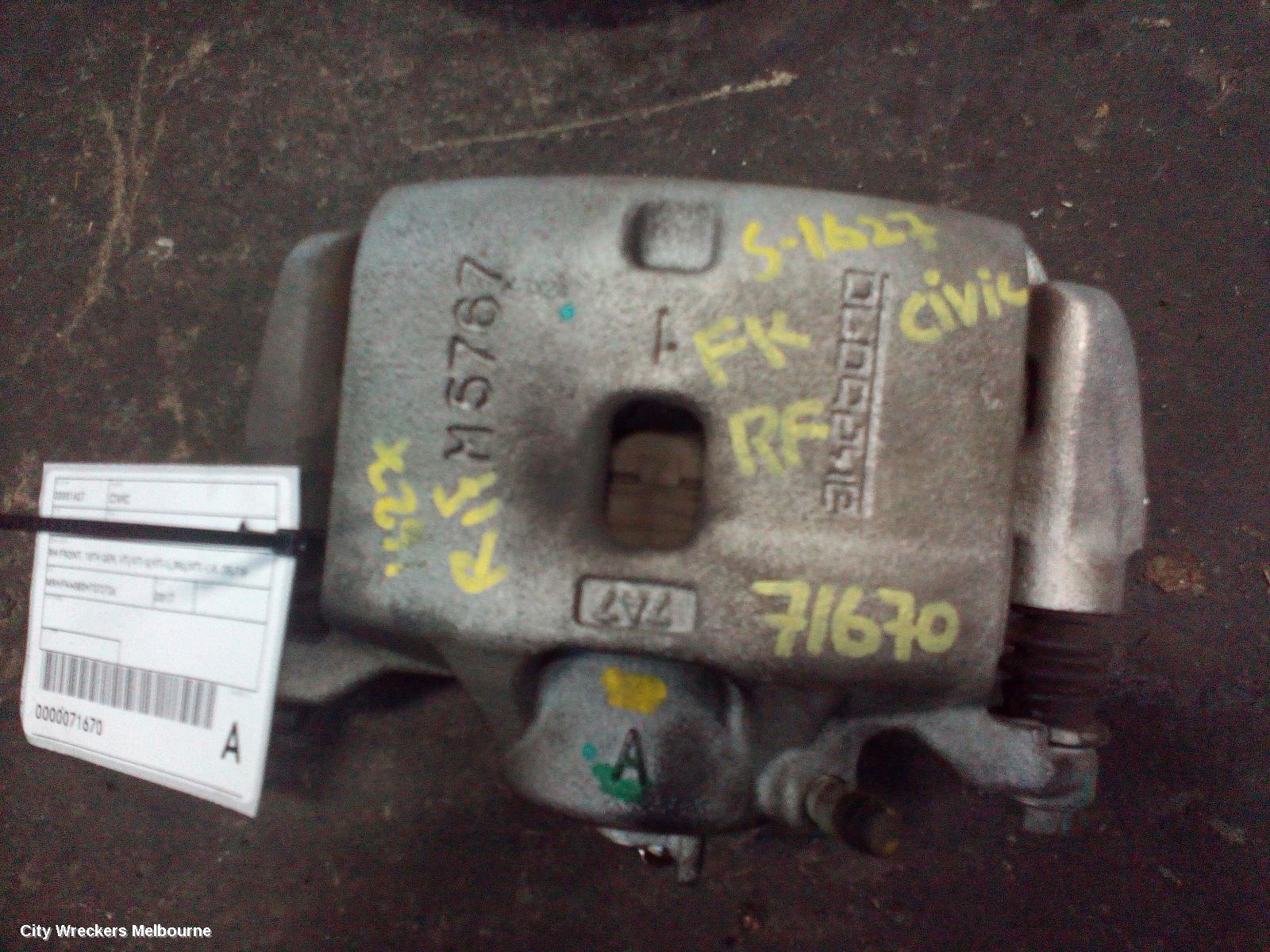 HONDA CIVIC CALIPER, RH FRONT, 10TH GEN, VTI/VTI-S/VTI-L/RS/VTI-LX, 05/2016 ONWARDS - Image 1