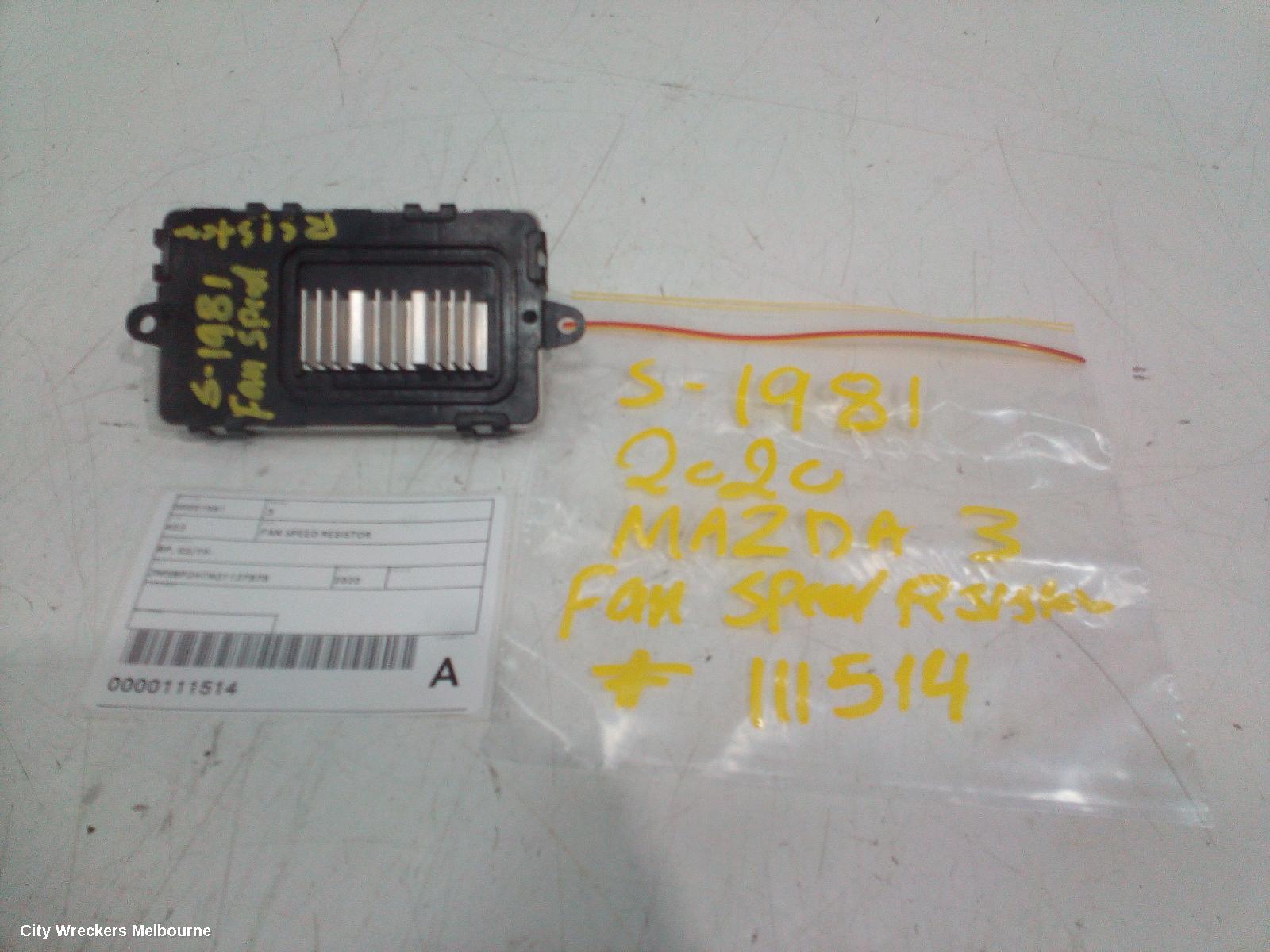 MAZDA 3 FAN SPEED RESISTOR, BP, 03/2019 ONWARDS - Image 1