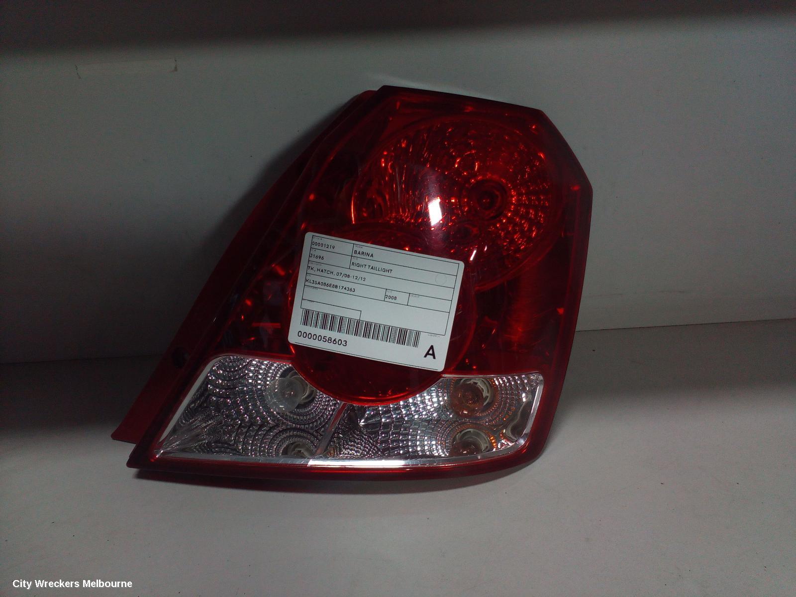 HOLDEN BARINA RIGHT TAILLIGHT, TK, HATCH, 07/2008 - 12/2012 - Image 1
