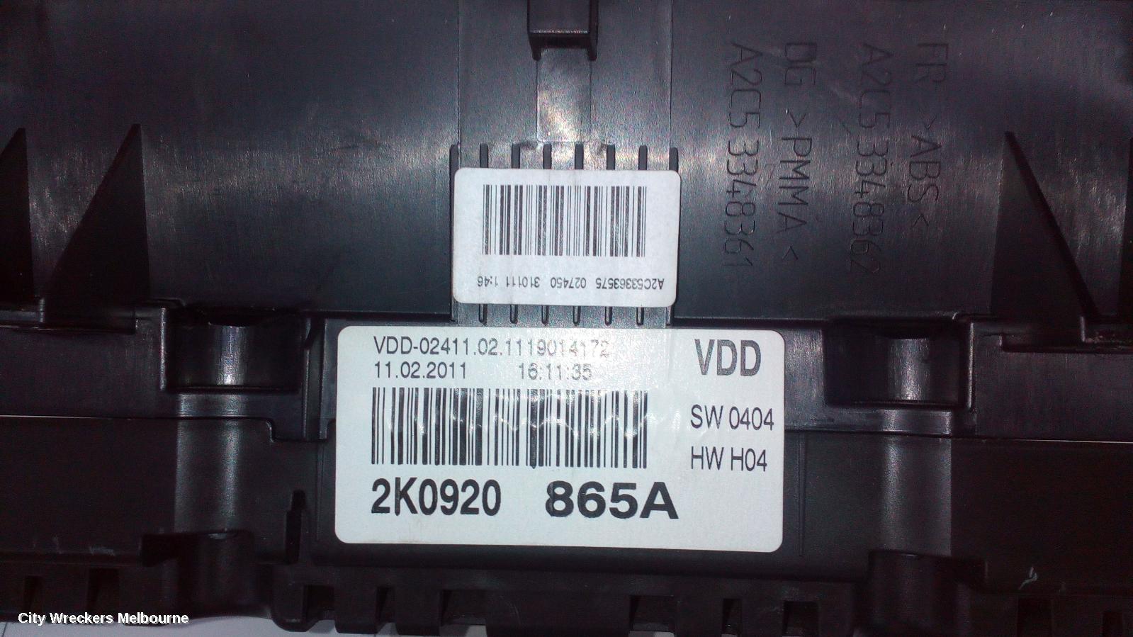 VOLKSWAGEN CADDY INSTRUMENT CLUSTER, P/N 2K0920865AX, 2K, 08/2010 - 06/2015 - Image 3