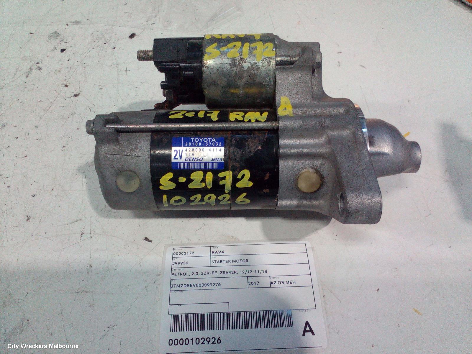 TOYOTA RAV4 STARTER, PETROL, 2.0, 3ZR-FE, ZSA42R, 12/2012 - 11/2018 - Image 1