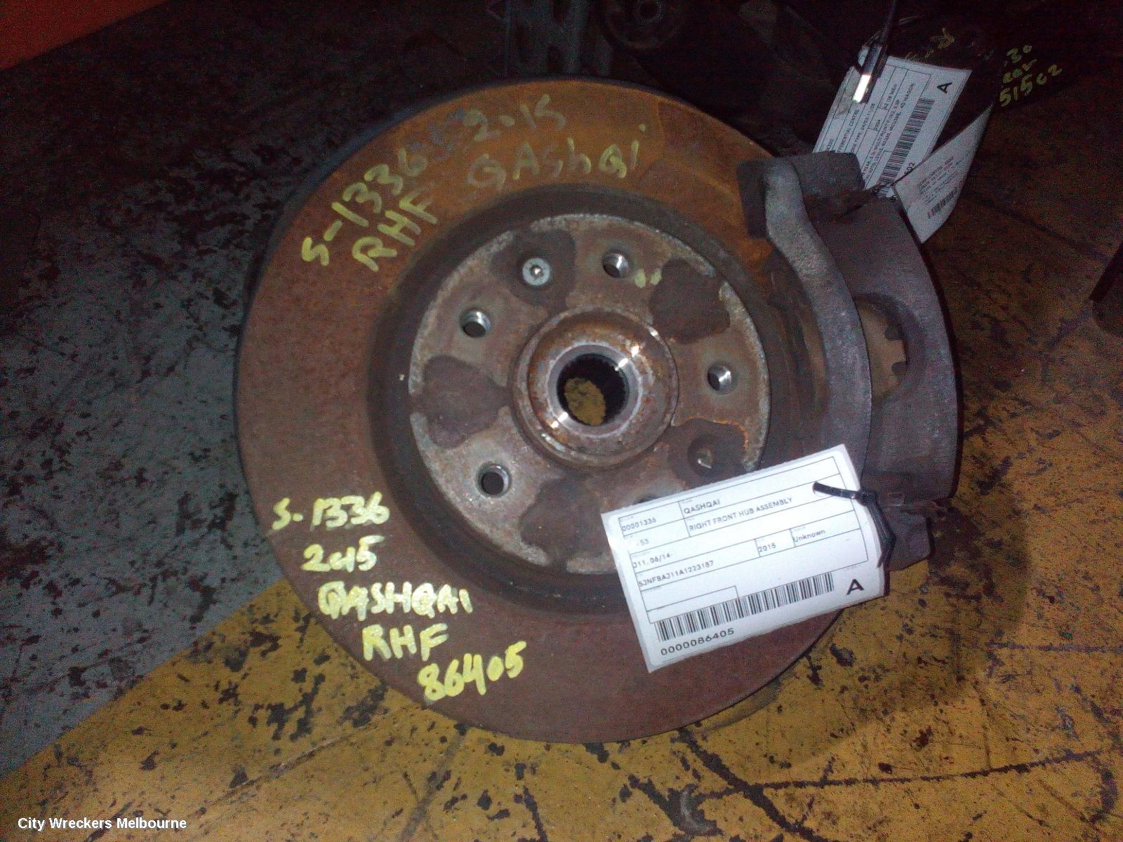 NISSAN QASHQAI RIGHT FRONT HUB ASSEMBLY, J11, 12/2013 - 07/2021 - Image 2