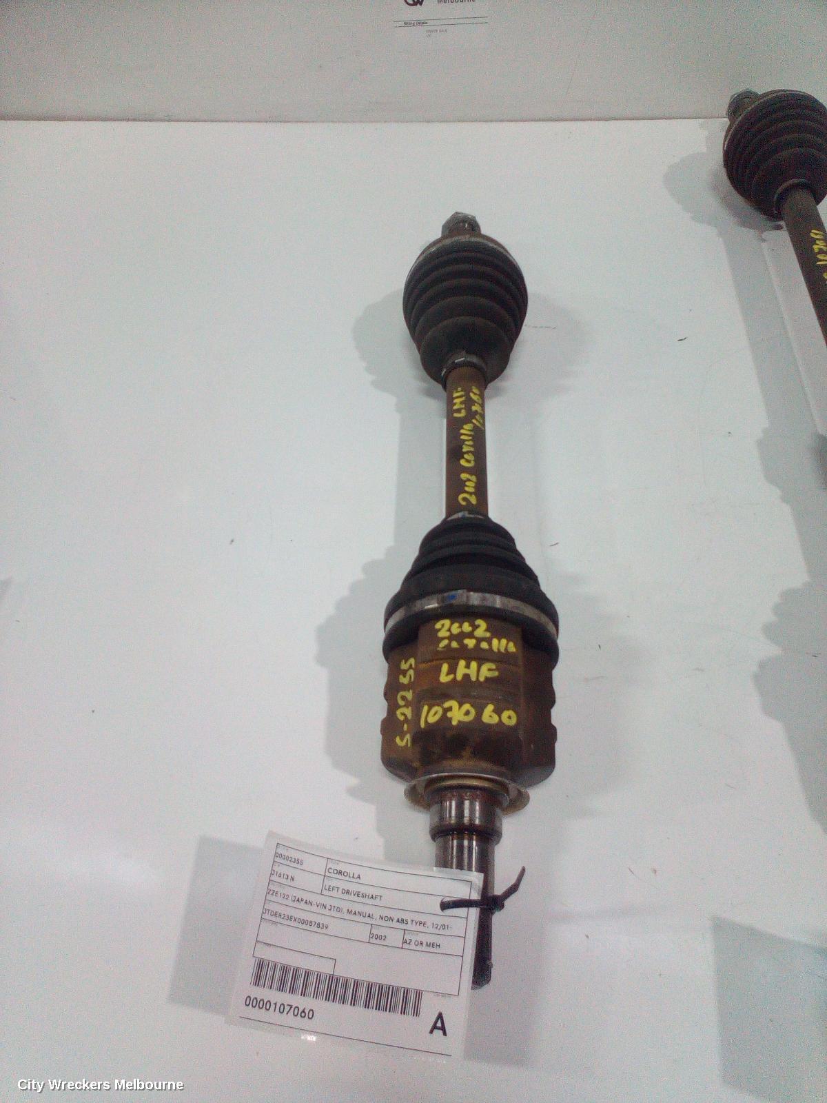 TOYOTA COROLLA LEFT DRIVESHAFT, ZZE122 (JAPAN-VIN JTD), MANUAL, NON ABS TYPE, 12/2001 - 06/2007 - Image 1