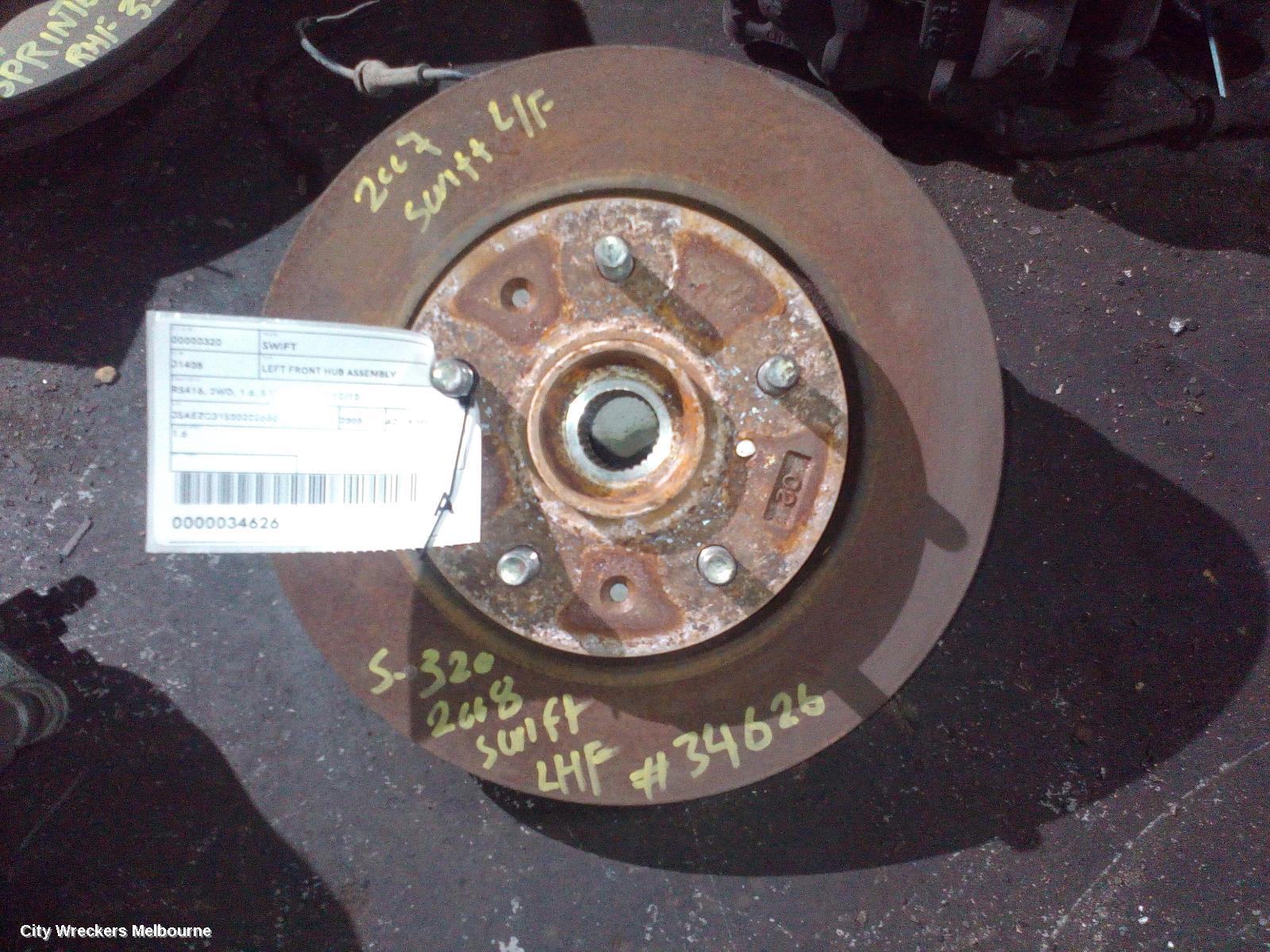 SUZUKI SWIFT LEFT FRONT HUB ASSEMBLY, RS416, 2WD, 1.6, 5 STUD, 09/2006 - 12/2010 - Image 1