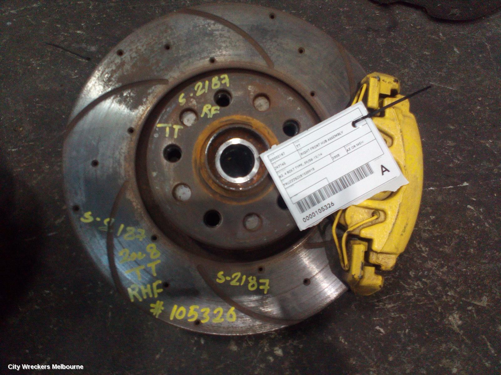 AUDI TT RIGHT FRONT HUB ASSEMBLY, 8J, 4 BOLT TYPE, 09/2006 - 12/2014 - Image 1
