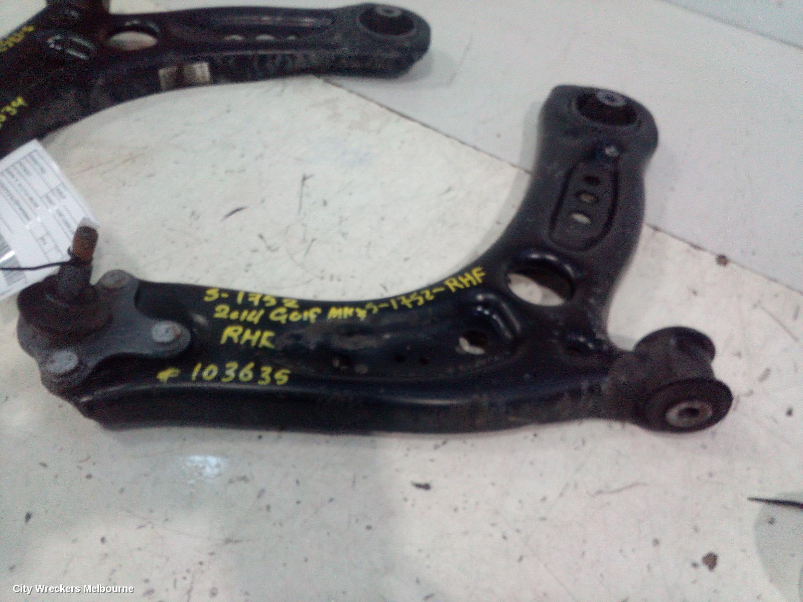 VOLKSWAGEN GOLF RIGHT FRONT LOWER CONTROL ARM, GEN 7, 12/2012 - 08/2020 - Image 1