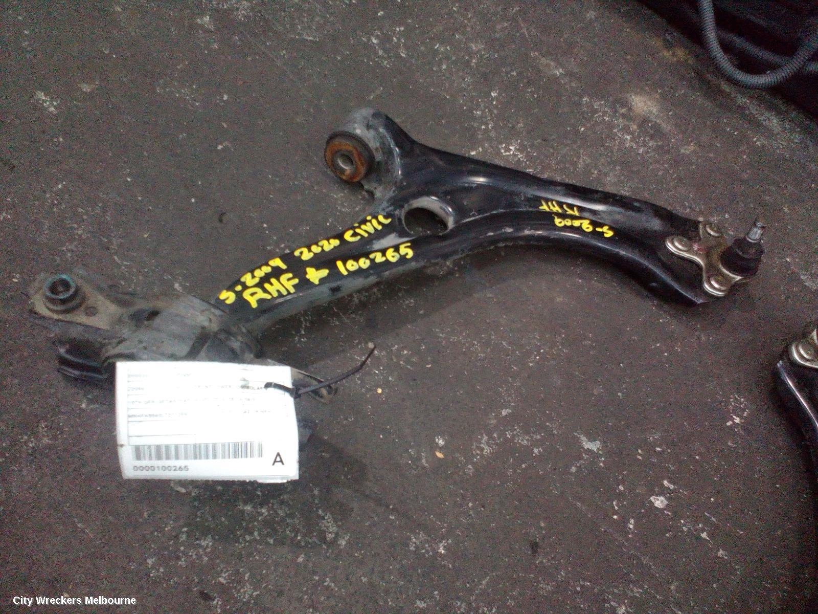 HONDA CIVIC RIGHT FRONT LOWER CONTROL ARM, 10TH GEN, SEDAN/HATCH, VTI/VTI-S, 05/2016 - 08/2021 - Image 1