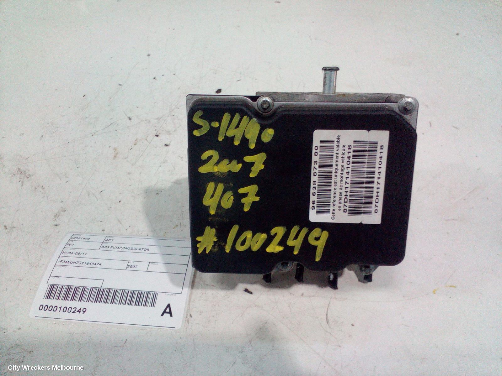 PEUGEOT 407 ABS PUMP/MODULATOR, 09/2004 - 06/2011 - Image 1