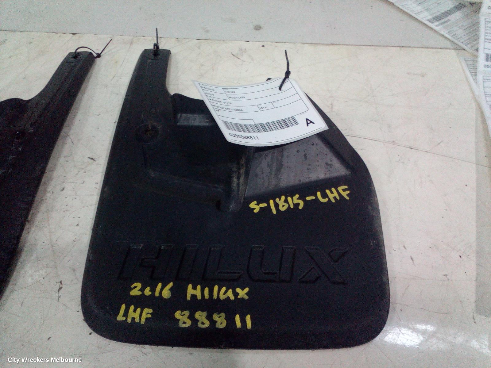 TOYOTA HILUX MUD FLAPS, LH FRONT, 09/2015 ONWARDS - Image 1
