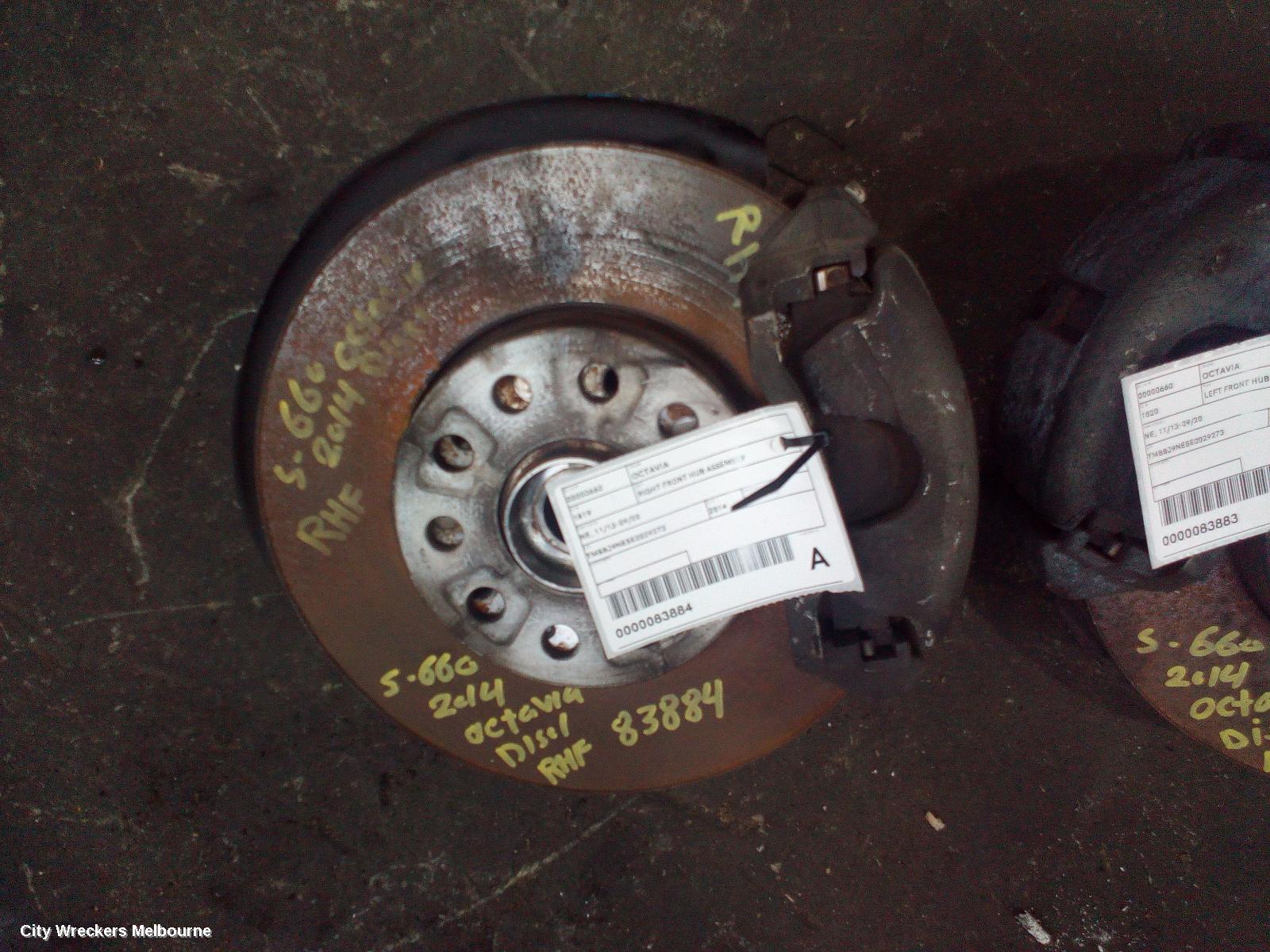 SKODA OCTAVIA RIGHT FRONT HUB ASSEMBLY, NE, 09/2013 - 09/2020 - Image 1
