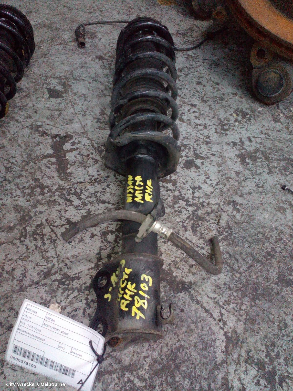 NISSAN MICRA RIGHT FRONT STRUT, K13, 11/2010 - 12/2016 - Image 1