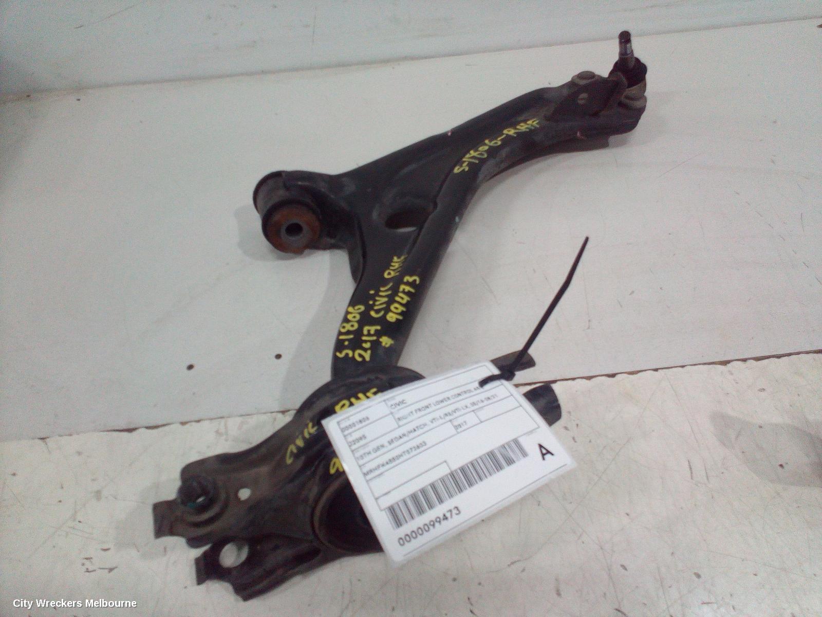 HONDA CIVIC RIGHT FRONT LOWER CONTROL ARM, 10TH GEN, SEDAN/HATCH, VTI-L/RS/VTI-LX, 05/2016 - 08/2021 - Image 1