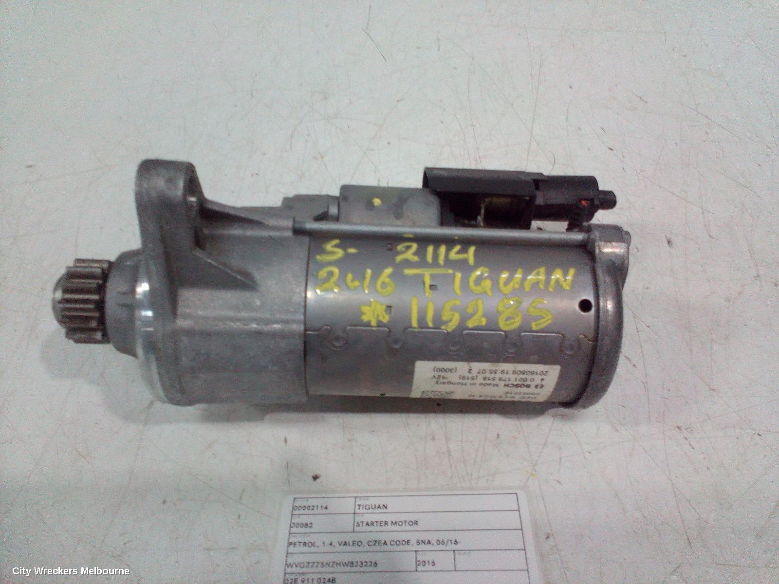 VOLKSWAGEN TIGUAN STARTER, PETROL, 1.4, VALEO, CZEA CODE, 5NA, 06/2016 ONWARDS - Image 1