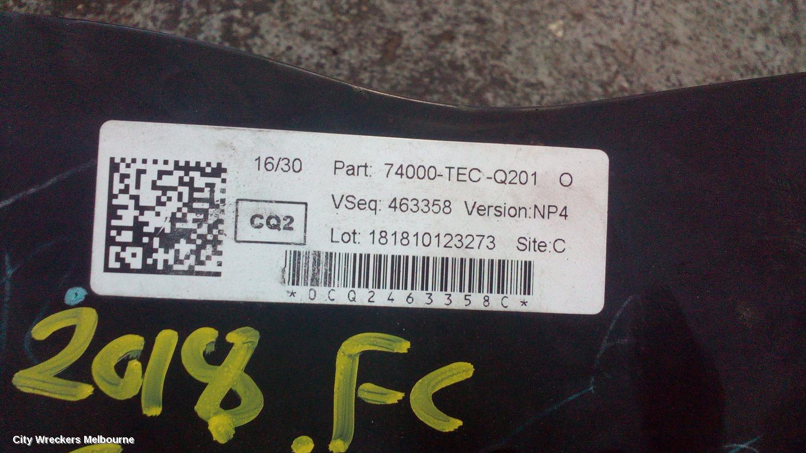 HONDA CIVIC RADIATOR SUPPORT, 10TH GEN, SEDAN/HATCH, VTI-L/RS/VTI-LX, 05/2016 ONWARDS - Image 3