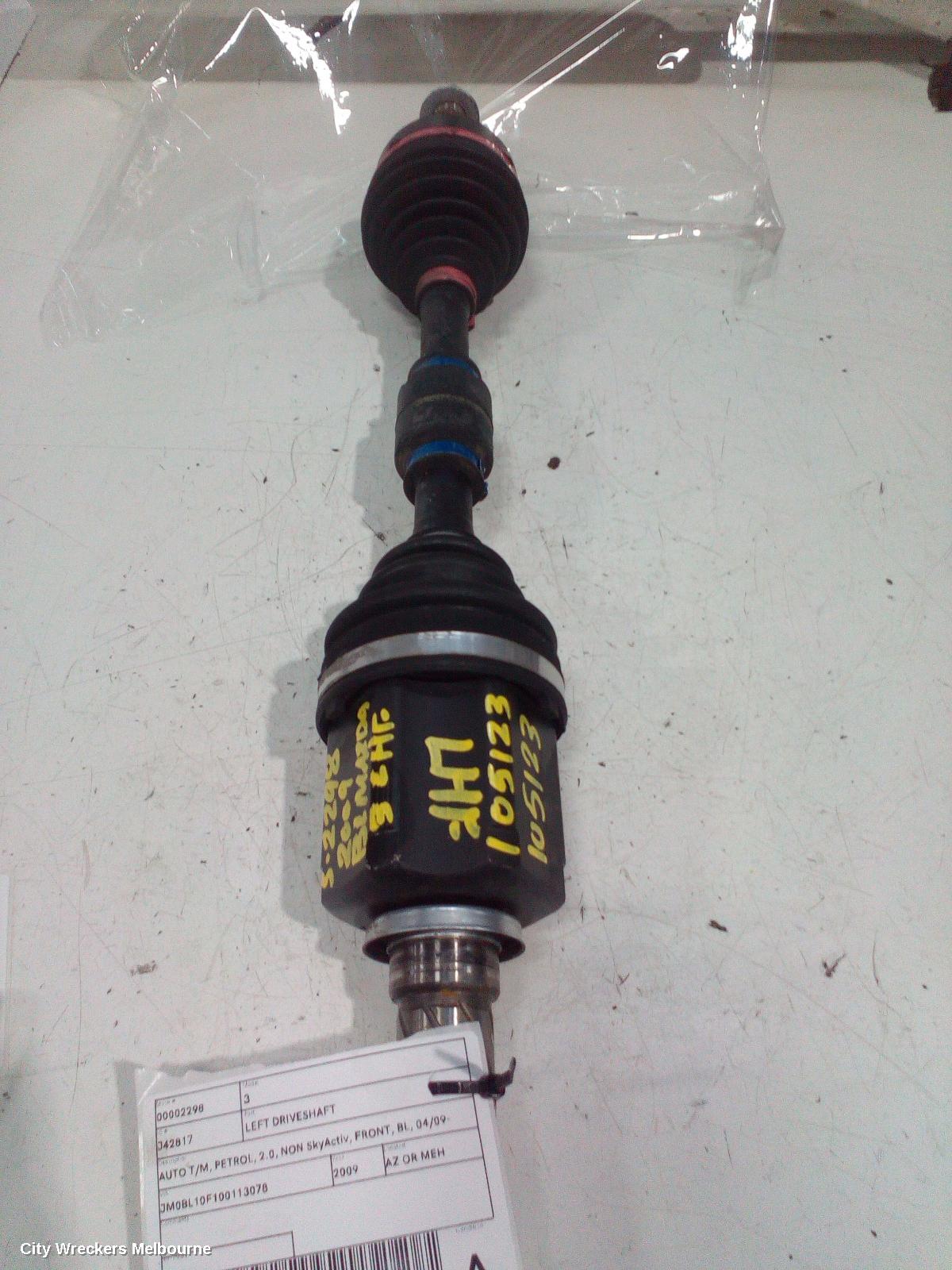 MAZDA 3 LEFT DRIVESHAFT, AUTO T/M, PETROL, 2.0, NON SKYACTIV, FRONT, BL, 04/2009 - 10/2013 - Image 1