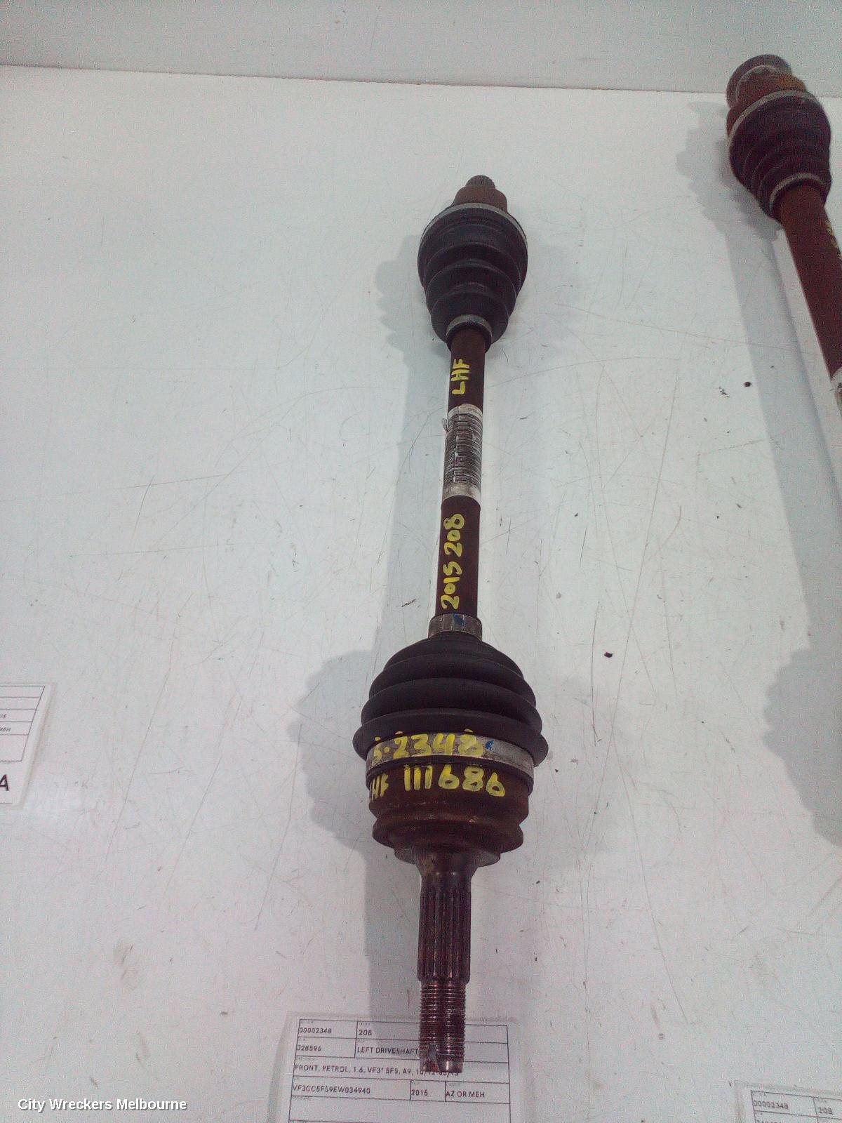 PEUGEOT 208 LEFT DRIVESHAFT, FRONT, PETROL, 1.6, VF3* 5FS, A9, 10/2012 - 05/2015 - Image 1